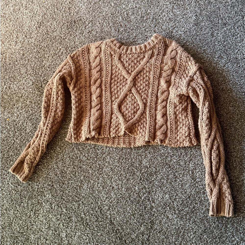 Free People cropped cable knit sweater